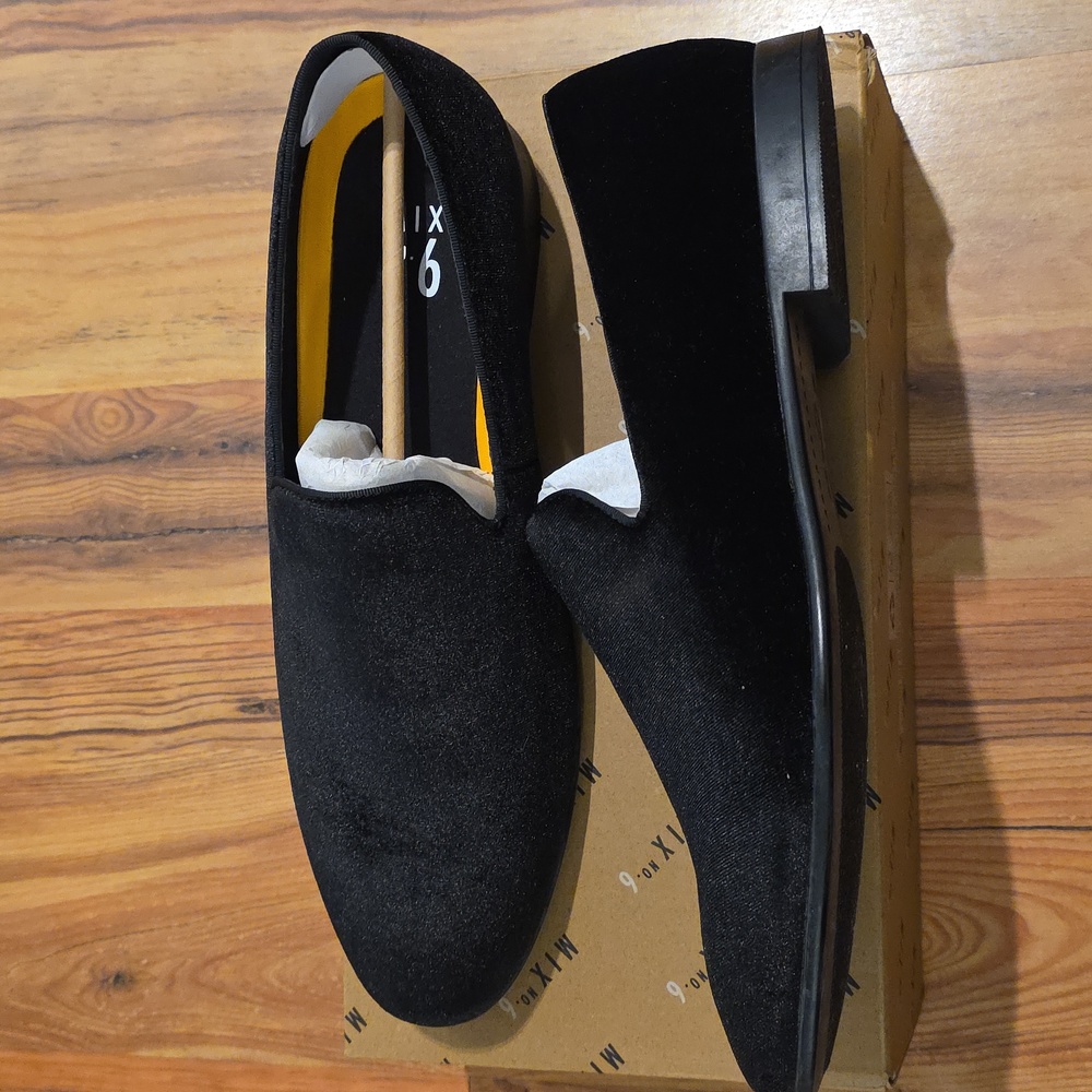 New Black Velvet Loafers Mens Size 12